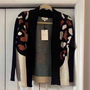 Stylish Black and Cream Cardigan by Anthropologie